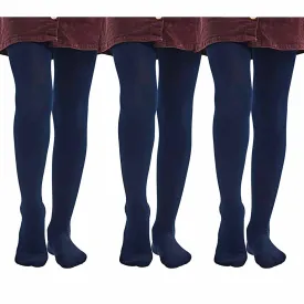 3 Girls Stockings Footed Tights Uniform Kids Toddler Ballet Dance Pantyhose Navy