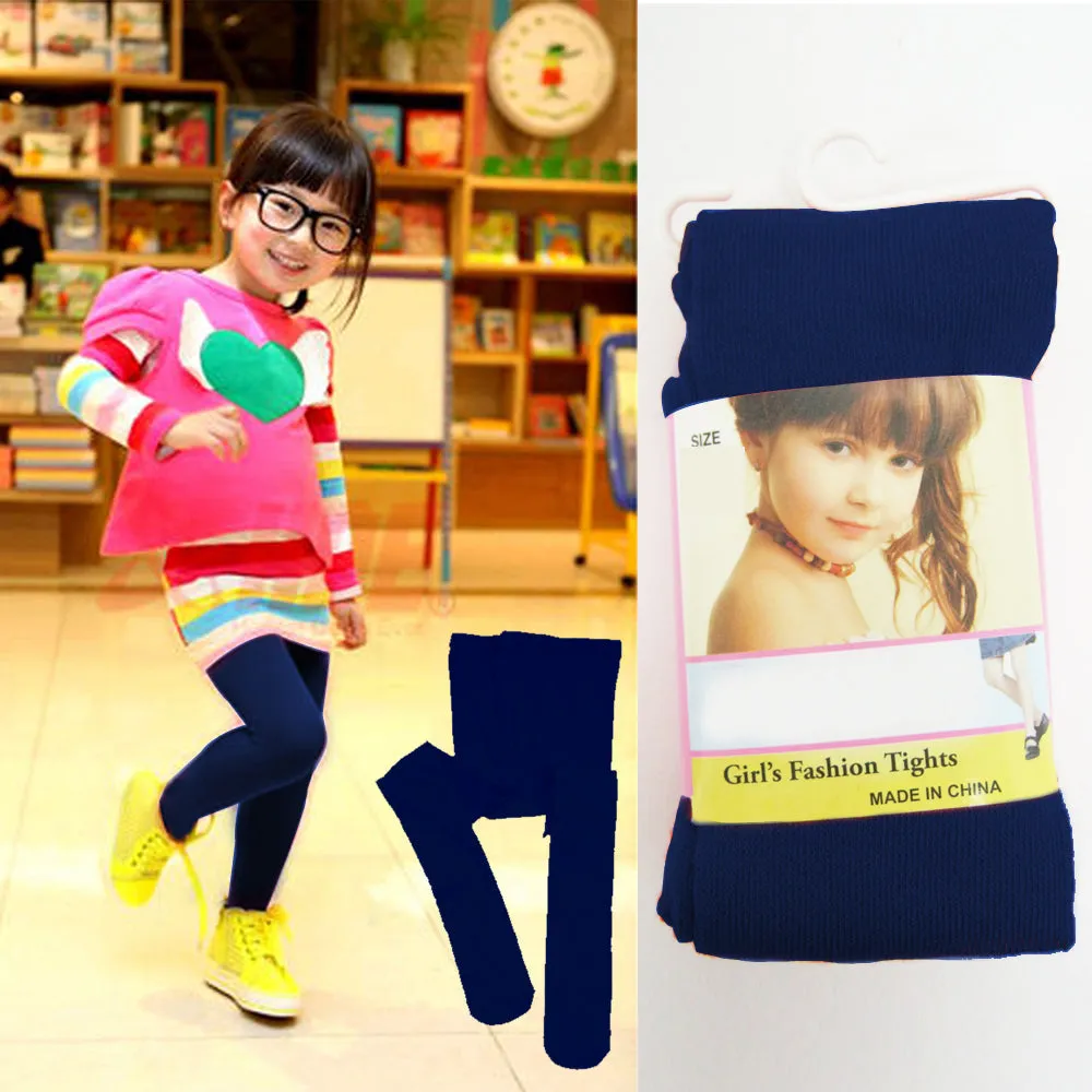 3 Girls Stockings Footed Tights Uniform Kids Toddler Ballet Dance Pantyhose Navy