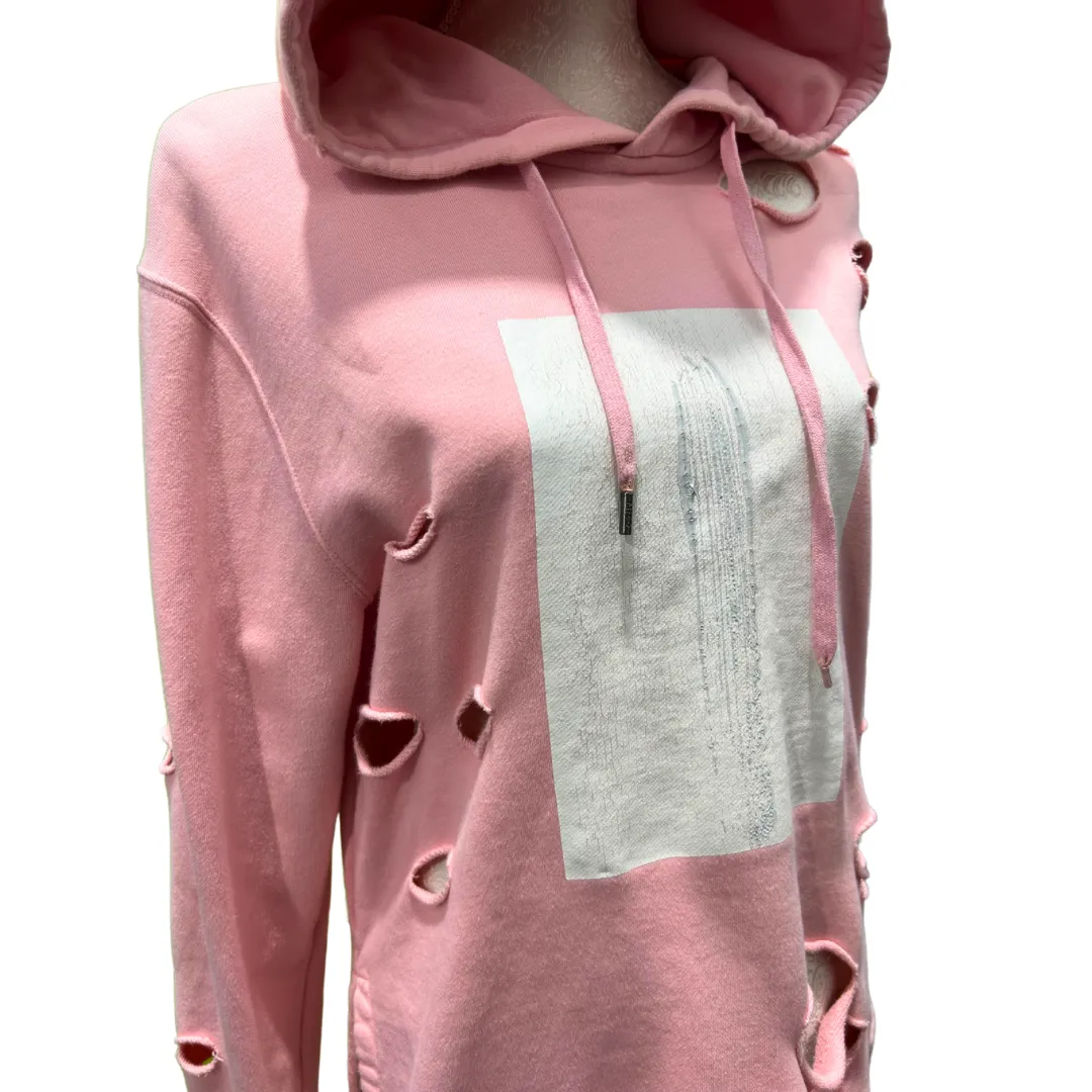 Baby Pink C2H4 LA “Not A Human Being” Distressed Hoodie