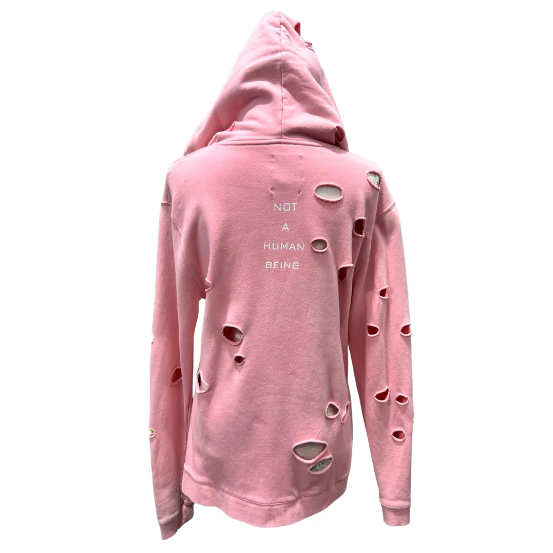Baby Pink C2H4 LA “Not A Human Being” Distressed Hoodie