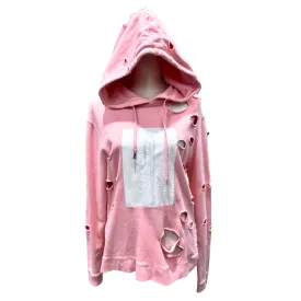 Baby Pink C2H4 LA “Not A Human Being” Distressed Hoodie
