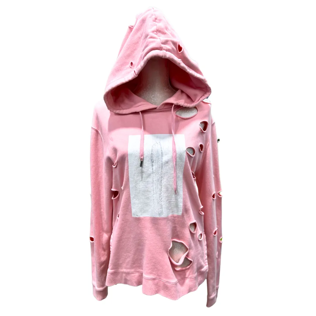 Baby Pink C2H4 LA “Not A Human Being” Distressed Hoodie