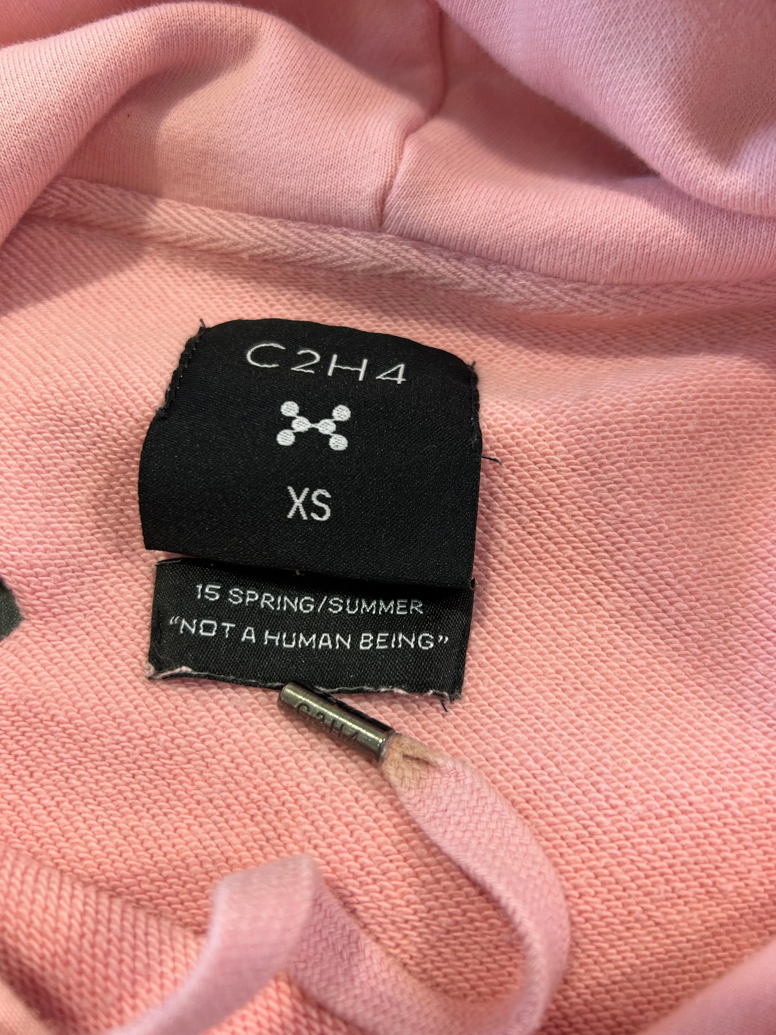 Baby Pink C2H4 LA “Not A Human Being” Distressed Hoodie