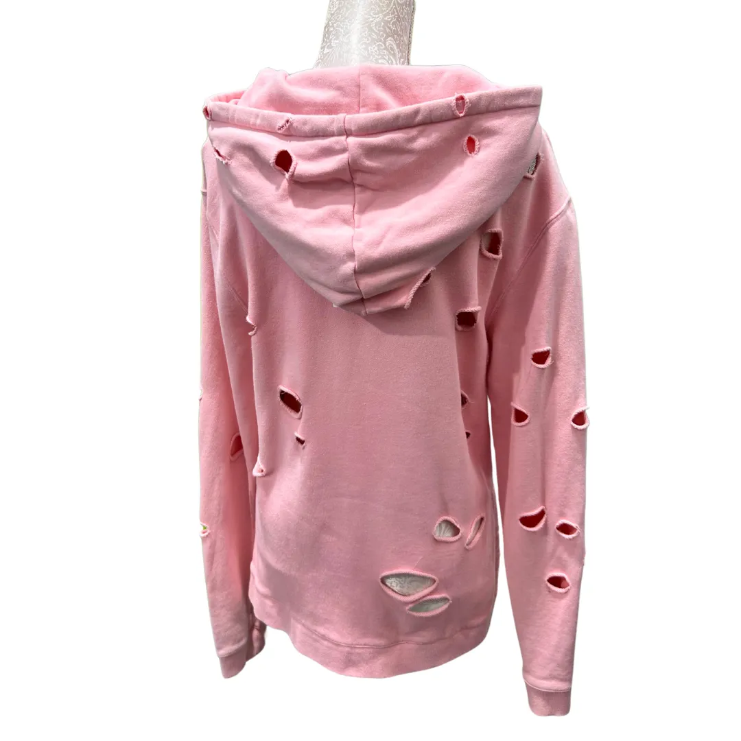 Baby Pink C2H4 LA “Not A Human Being” Distressed Hoodie