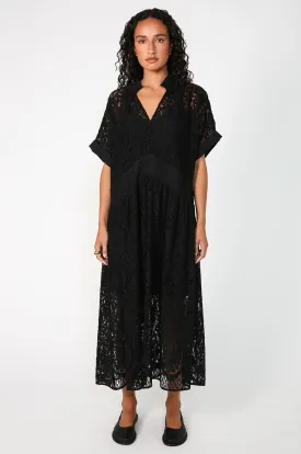 bevel lace midi dress / black lace