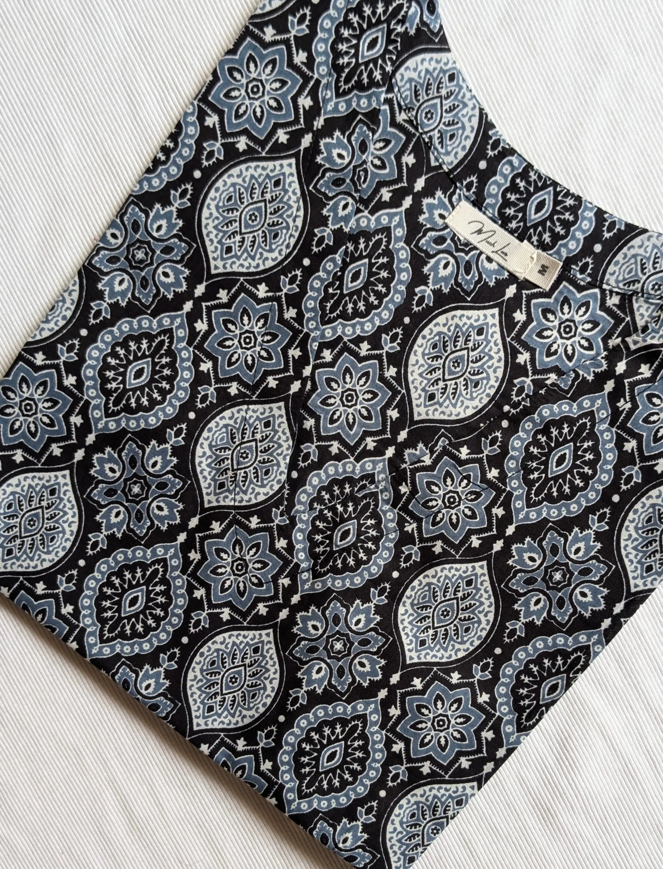 Black Ajrak Top Maxi Skirt Combo