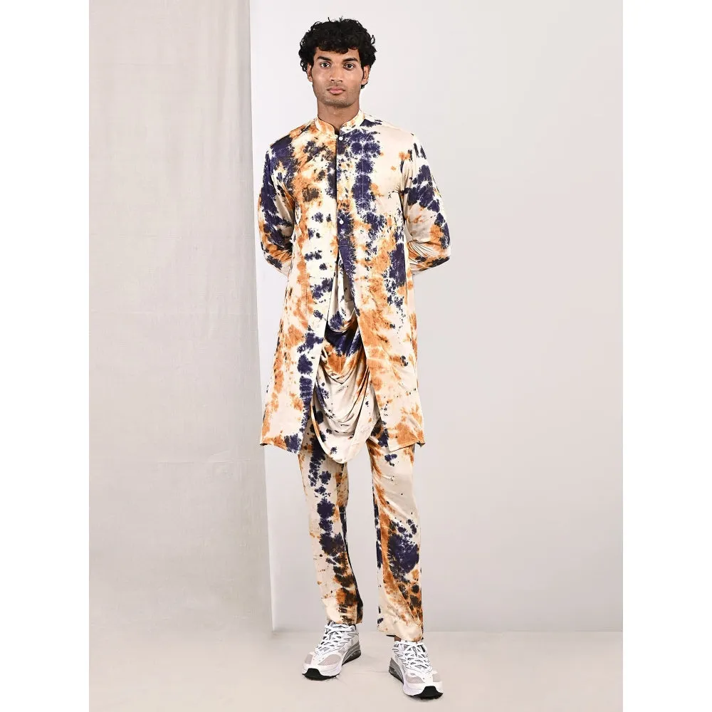Bohame Earl Tie Dye Cowl Kurta and Jacket (Set of 3)