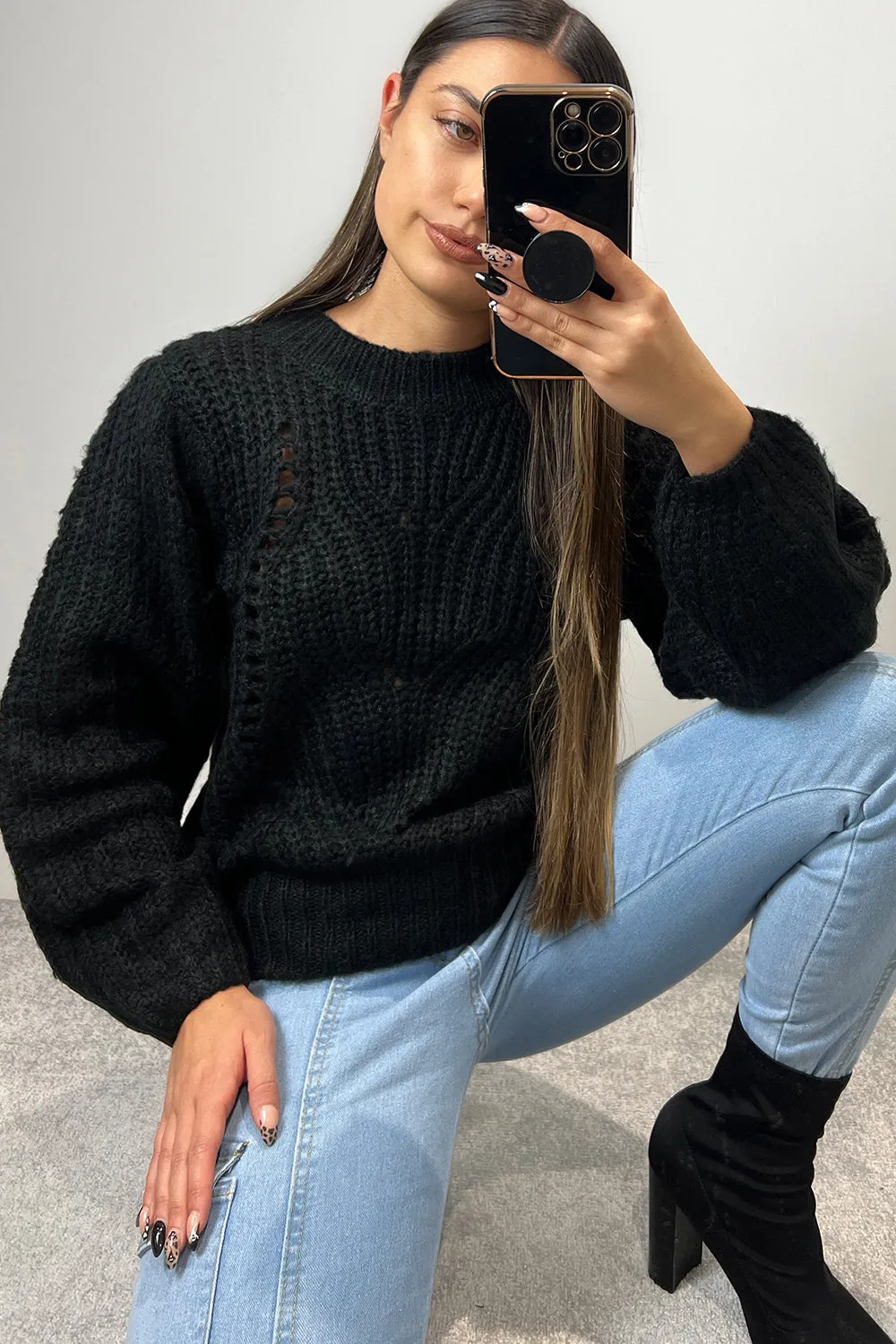 Brianna Black Chunky Knit Jumper