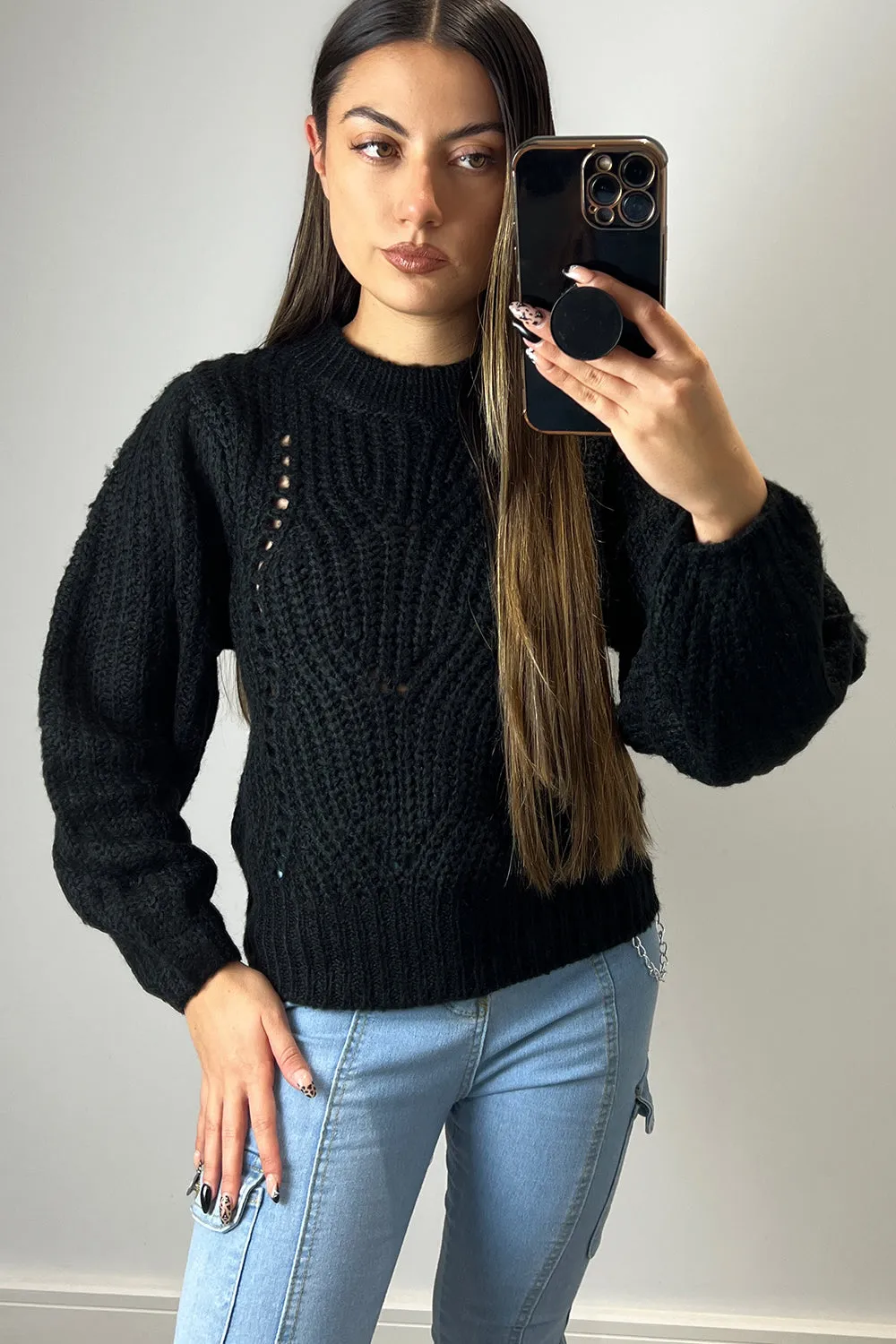 Brianna Black Chunky Knit Jumper