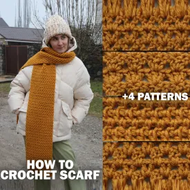 Crochet Scarf pattern, US standard terms, Skill level beginner