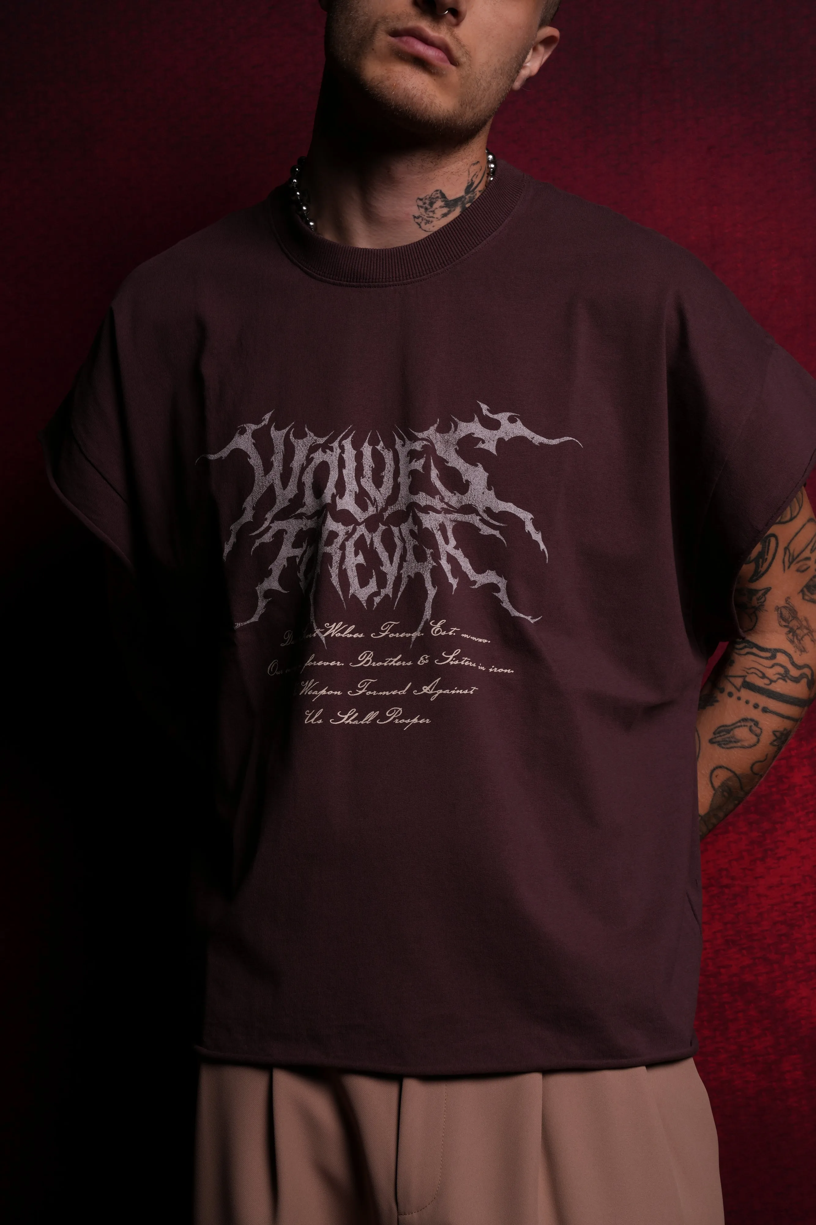 Darc Core "Grunge" Cut Off Tee in Darc Purple