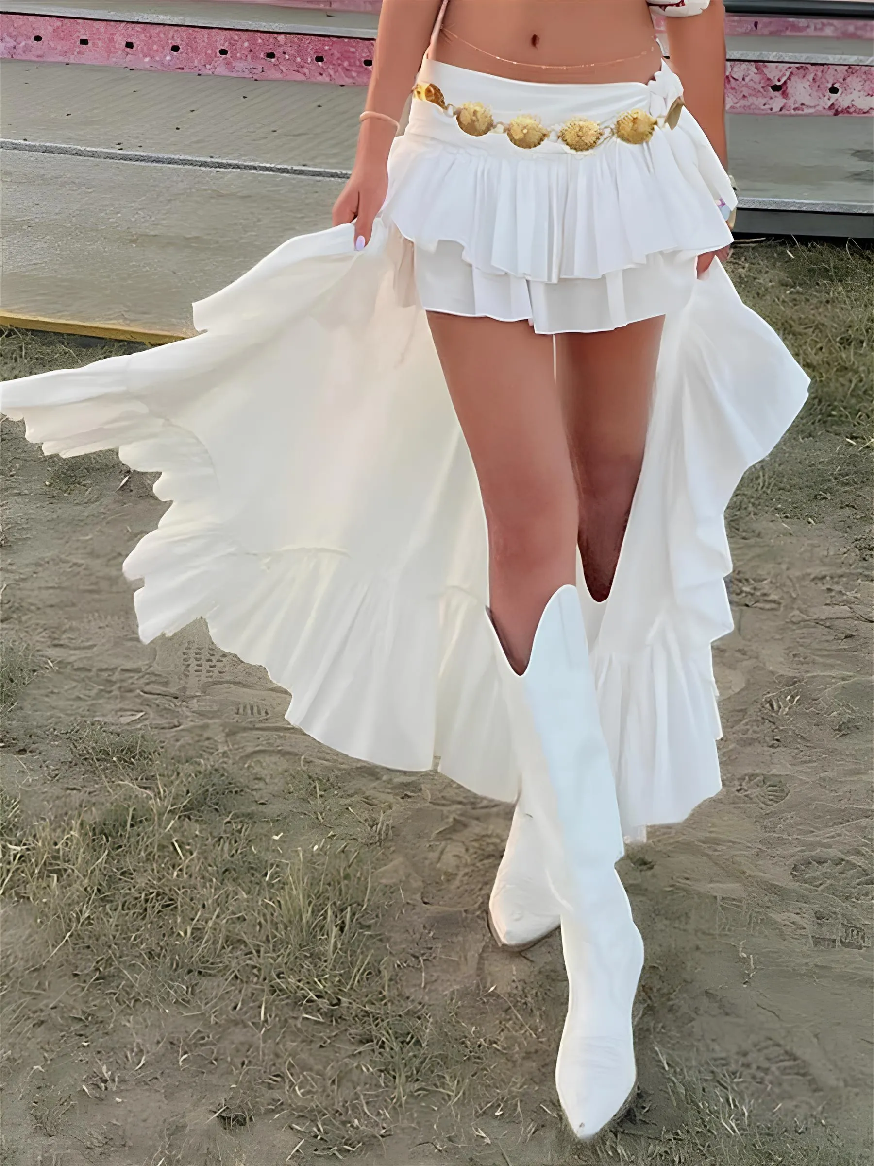 E-Girl 90s Aesthetic Asymmetrical Mini Skirt – Low Waist Ruffle Hem Streetwear