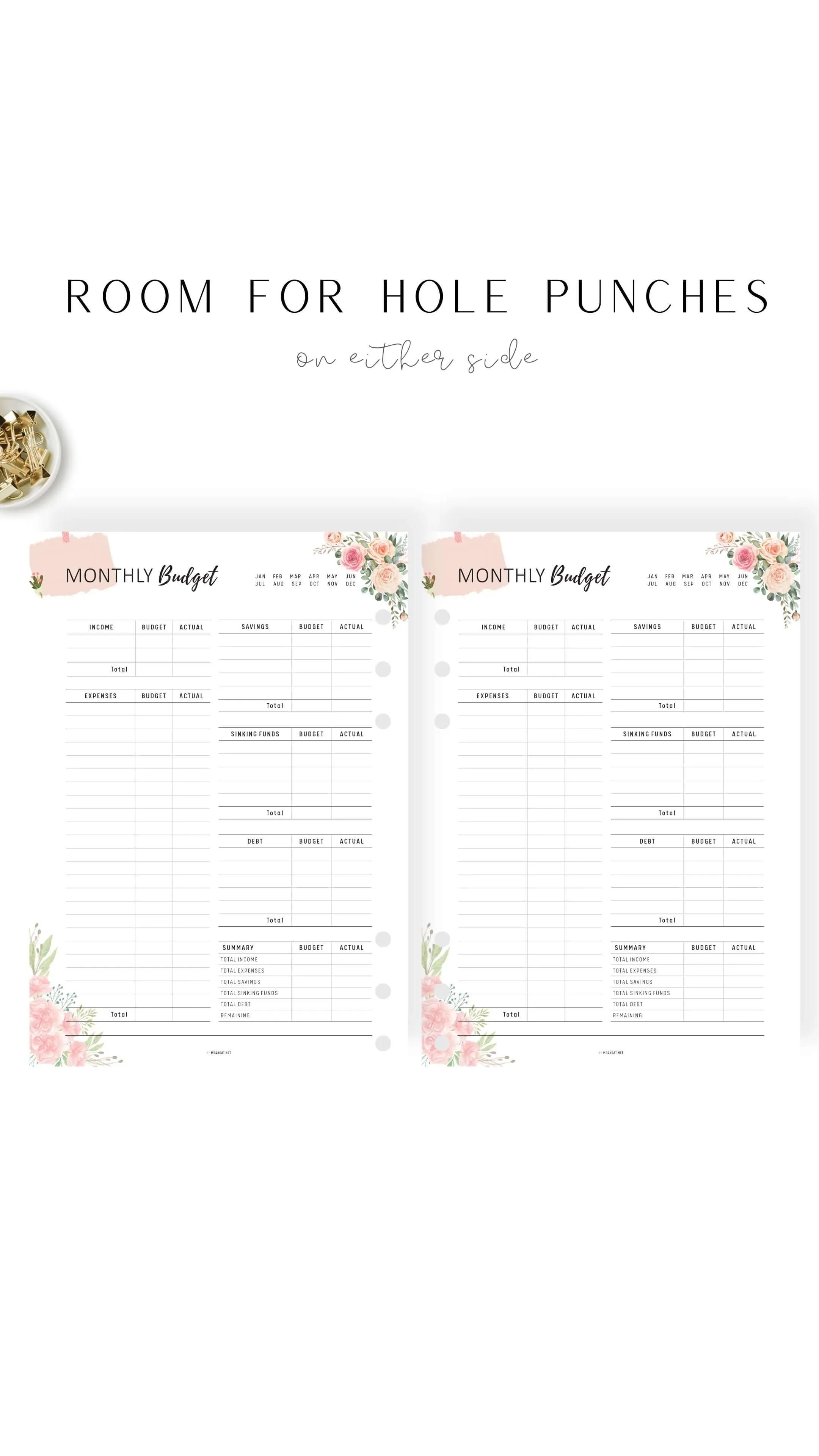Floral Monthly Budget Tracker Printable - M313