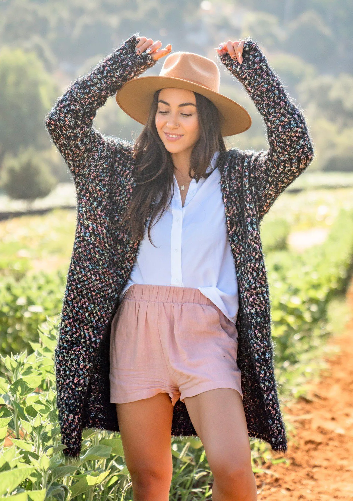 Galaxy Fuzzy Hooded Cardigan