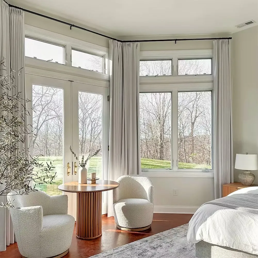 Lille Blackout Linen Curtains Natural Modern Custom Drapes Beige White | Pleated
