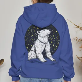 Majestic Bear Graphic Hoodie, Polar Bear Hoodie, Celestial Atmosphere, Vintage Style, Comfort Colors, Distressed Texture