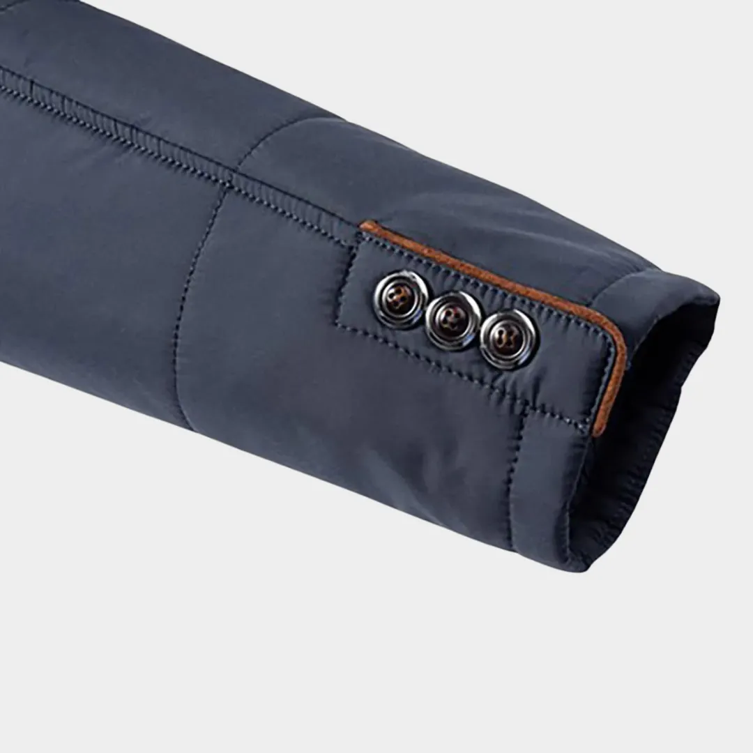 Men's Quilted Parka Jacket  Thick Thermal Windbreaker  Warm Hooded Coat  Solid Color  Multiple Colours