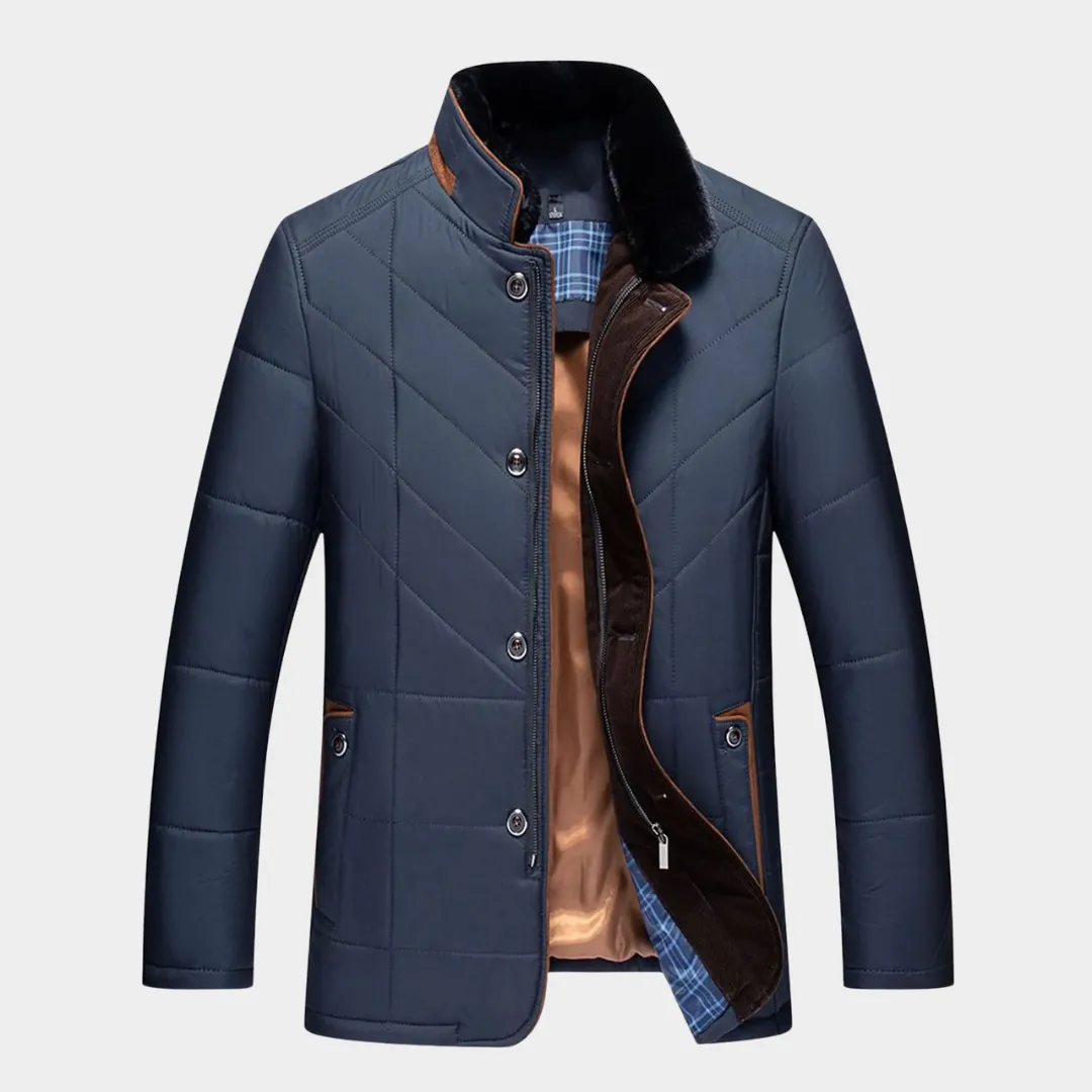 Men's Quilted Parka Jacket  Thick Thermal Windbreaker  Warm Hooded Coat  Solid Color  Multiple Colours