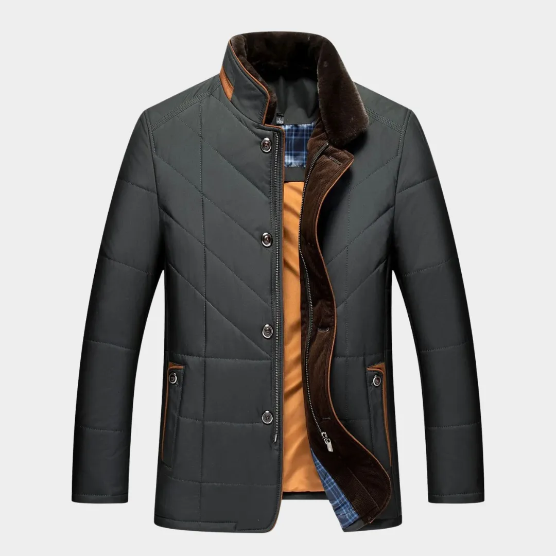 Men's Quilted Parka Jacket  Thick Thermal Windbreaker  Warm Hooded Coat  Solid Color  Multiple Colours