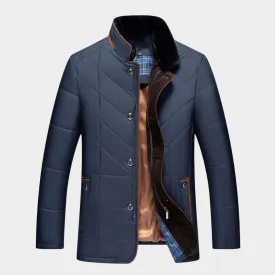 Men's Quilted Parka Jacket  Thick Thermal Windbreaker  Warm Hooded Coat  Solid Color  Multiple Colours