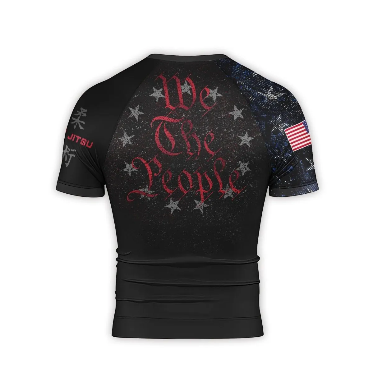 Personalized American Jiu Jitsu Grunge Men's Short Sleeve Rash Guard