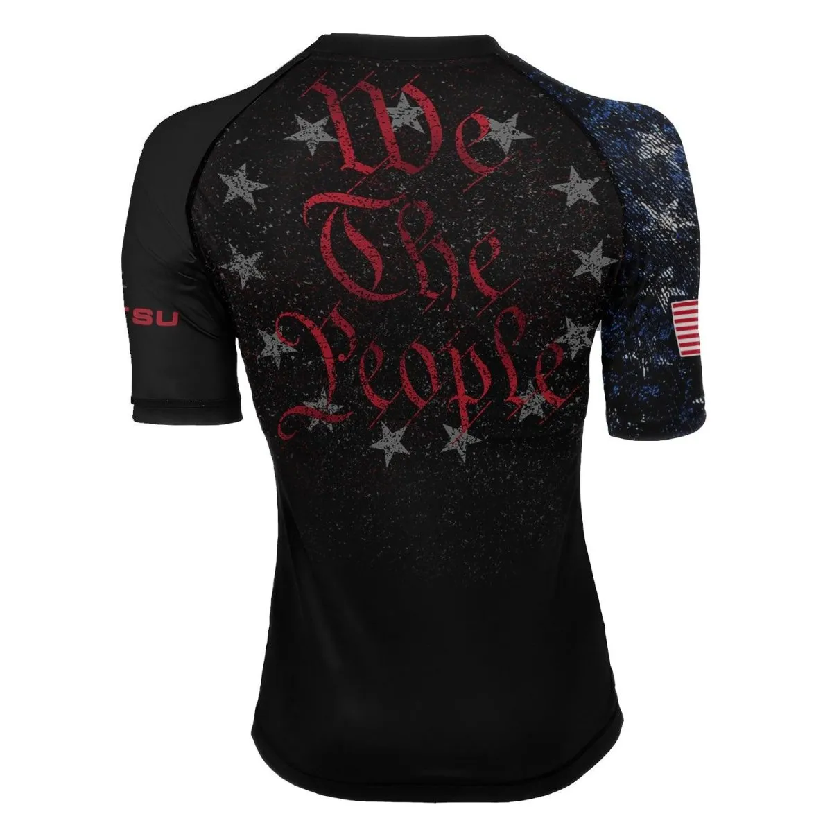Personalized American Jiu Jitsu Grunge Women's Short Sleeve Rash Guard