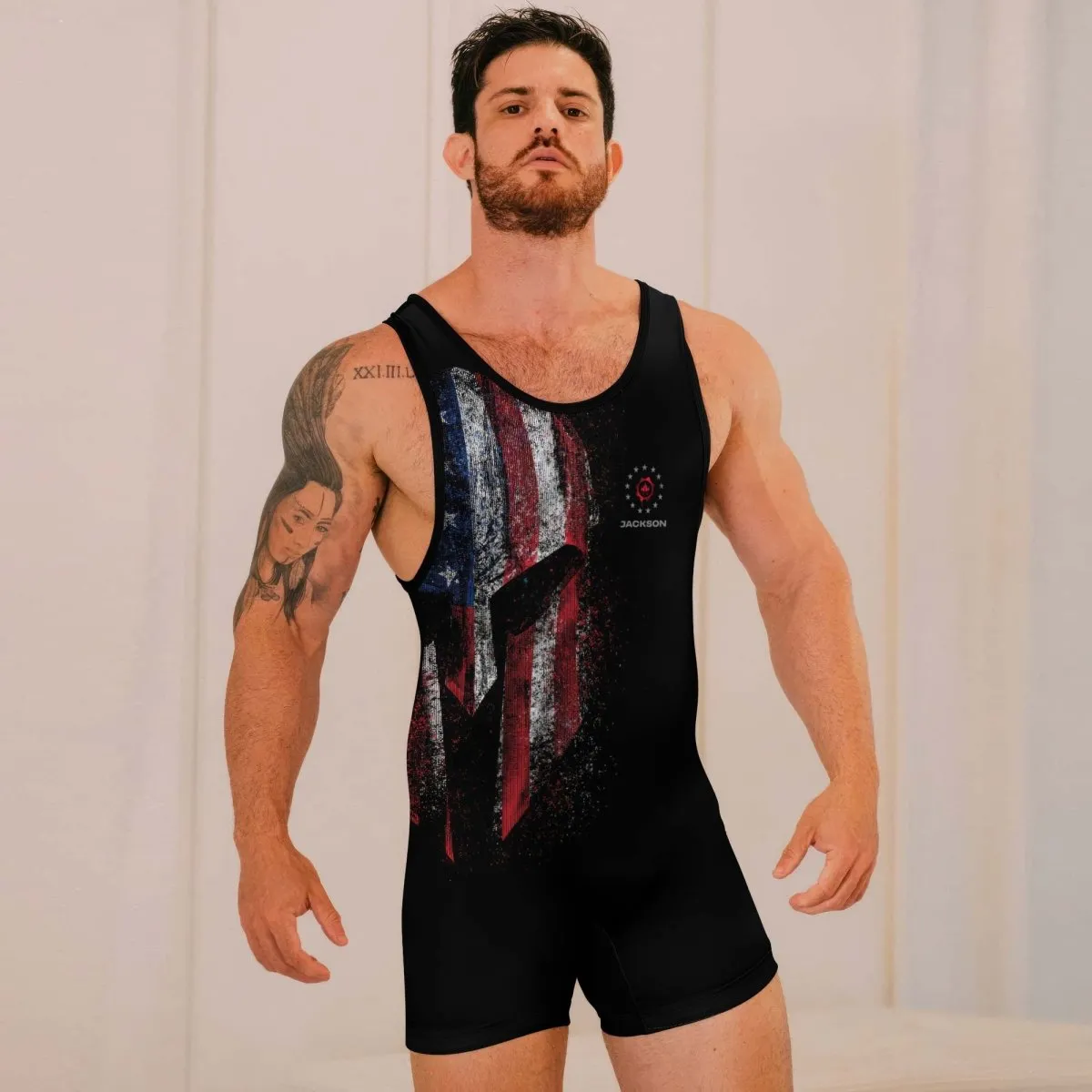 Personalized American Jiu Jitsu Grunge Wrestling Singlets
