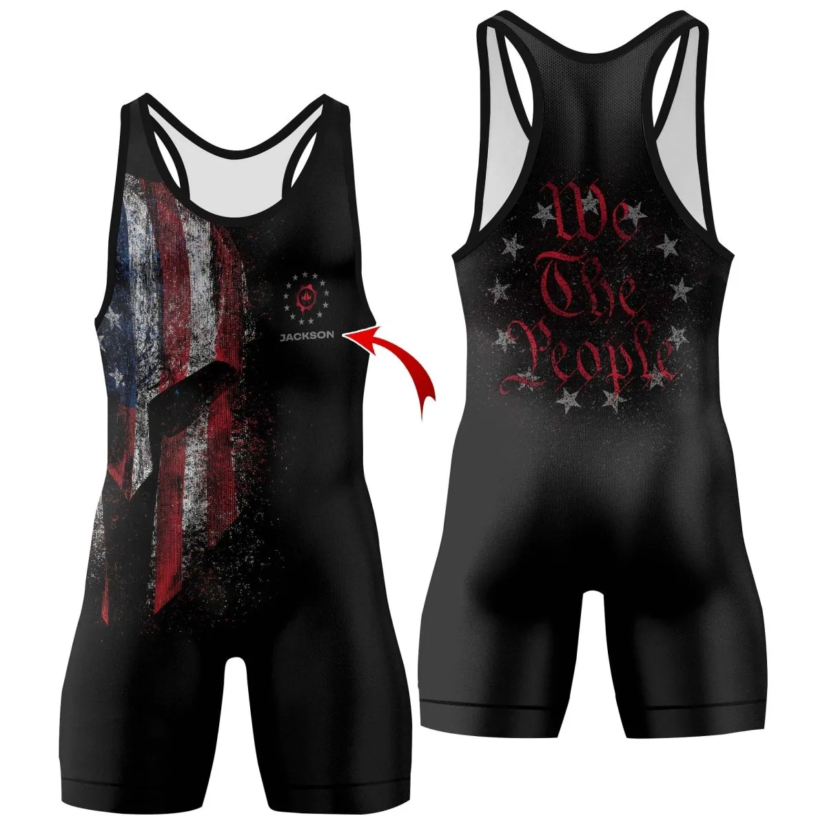 Personalized American Jiu Jitsu Grunge Wrestling Singlets