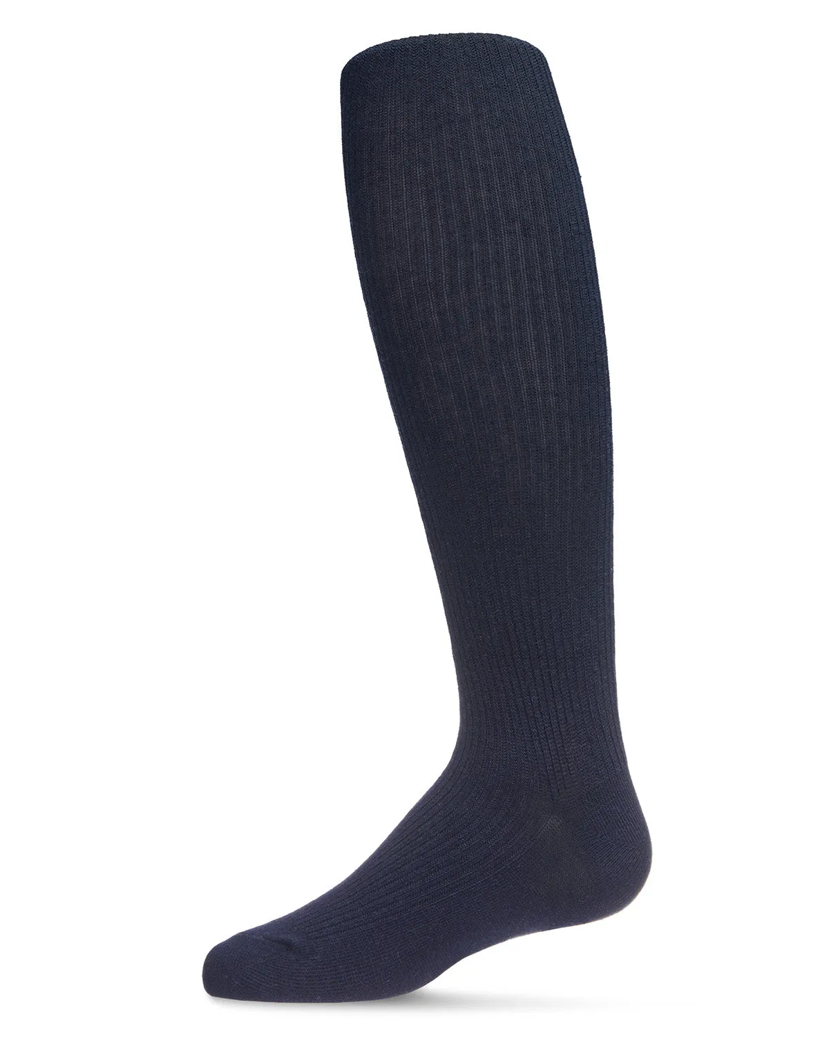 Pinned Ribbed Cotton Blend Basic Girls Tights