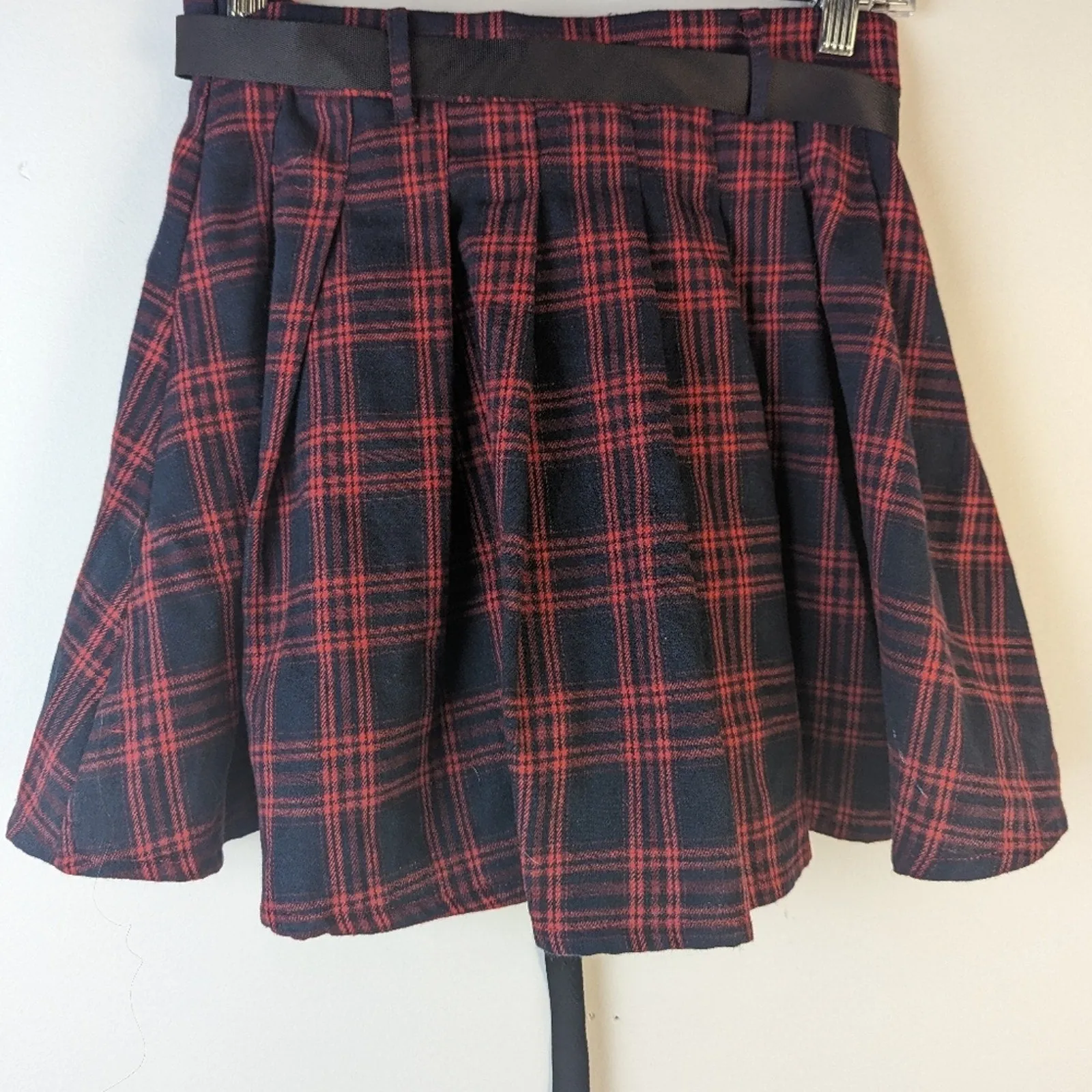 Pouch Side Belted Tartan Cargo Skirt - Small