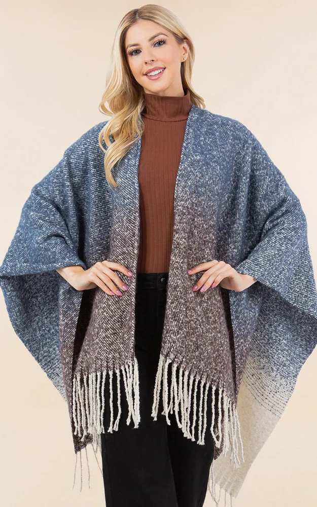 RA4282 TIE DYE GRUNGE LOOK KIMONO CAPE