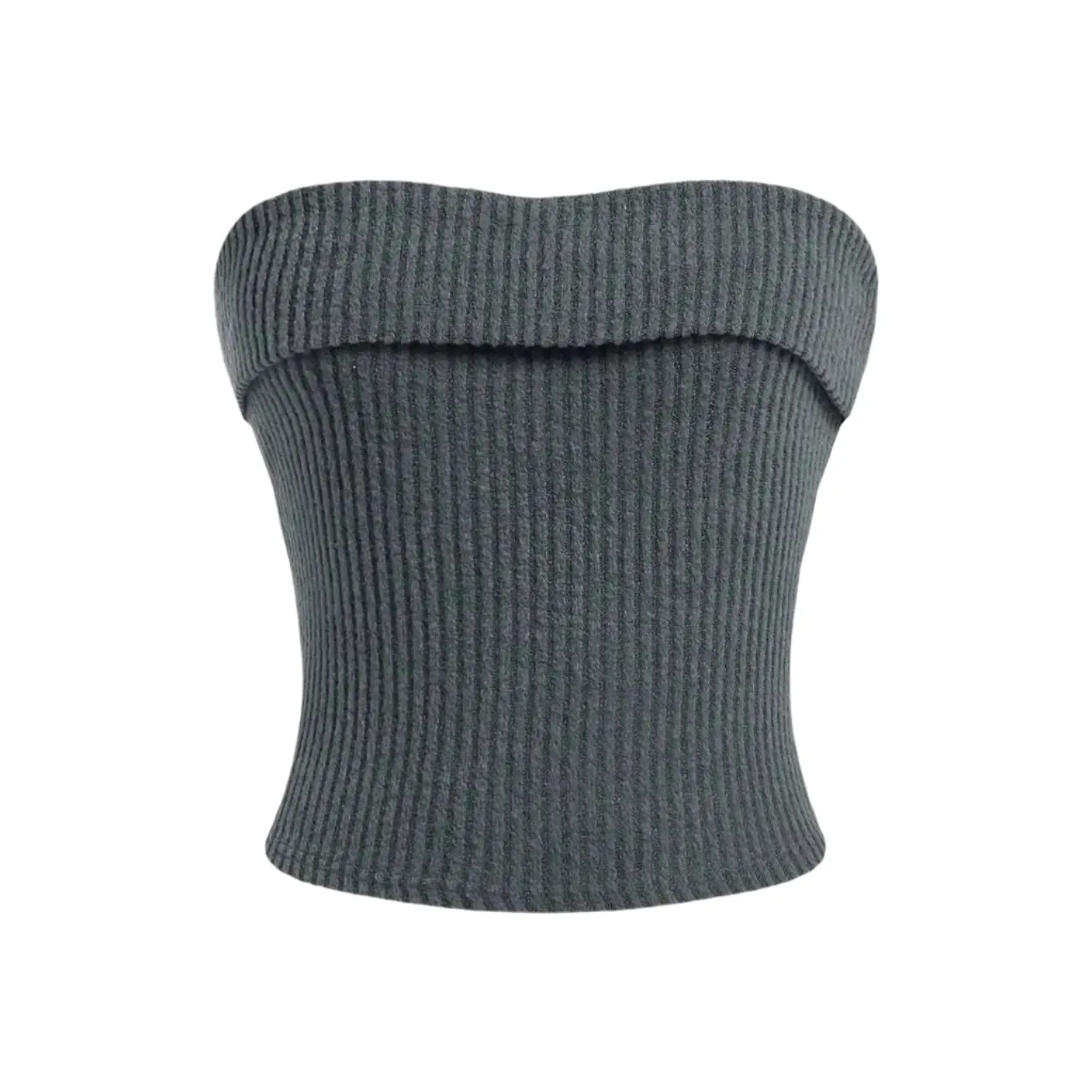 Ribbad axelbandsls Slim Fit Tube Top fr kvinnor