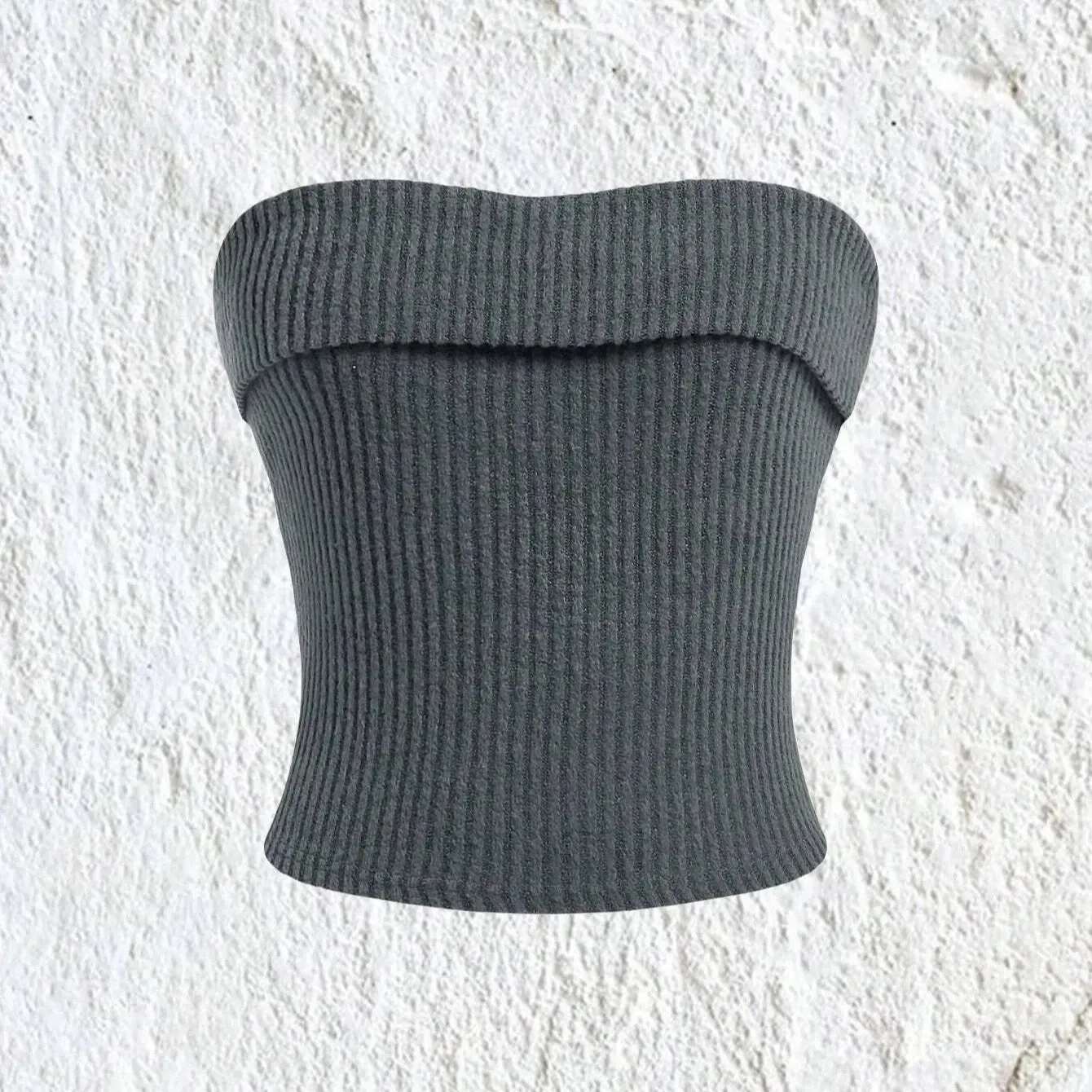 Ribbad axelbandsls Slim Fit Tube Top fr kvinnor