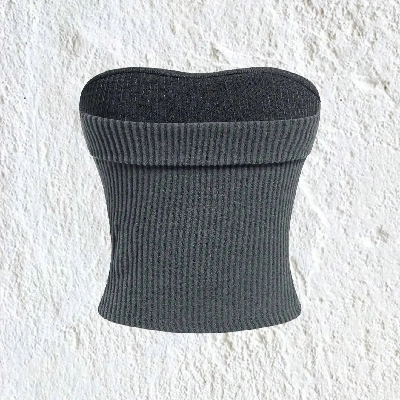 Ribbad axelbandsls Slim Fit Tube Top fr kvinnor