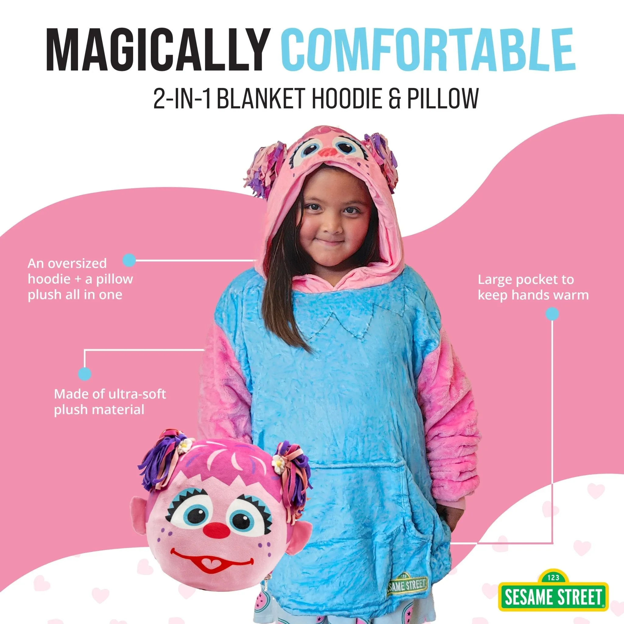 Sesame Street Abby Cadabby Child Snugible | Blanket Hoodie & Pillow