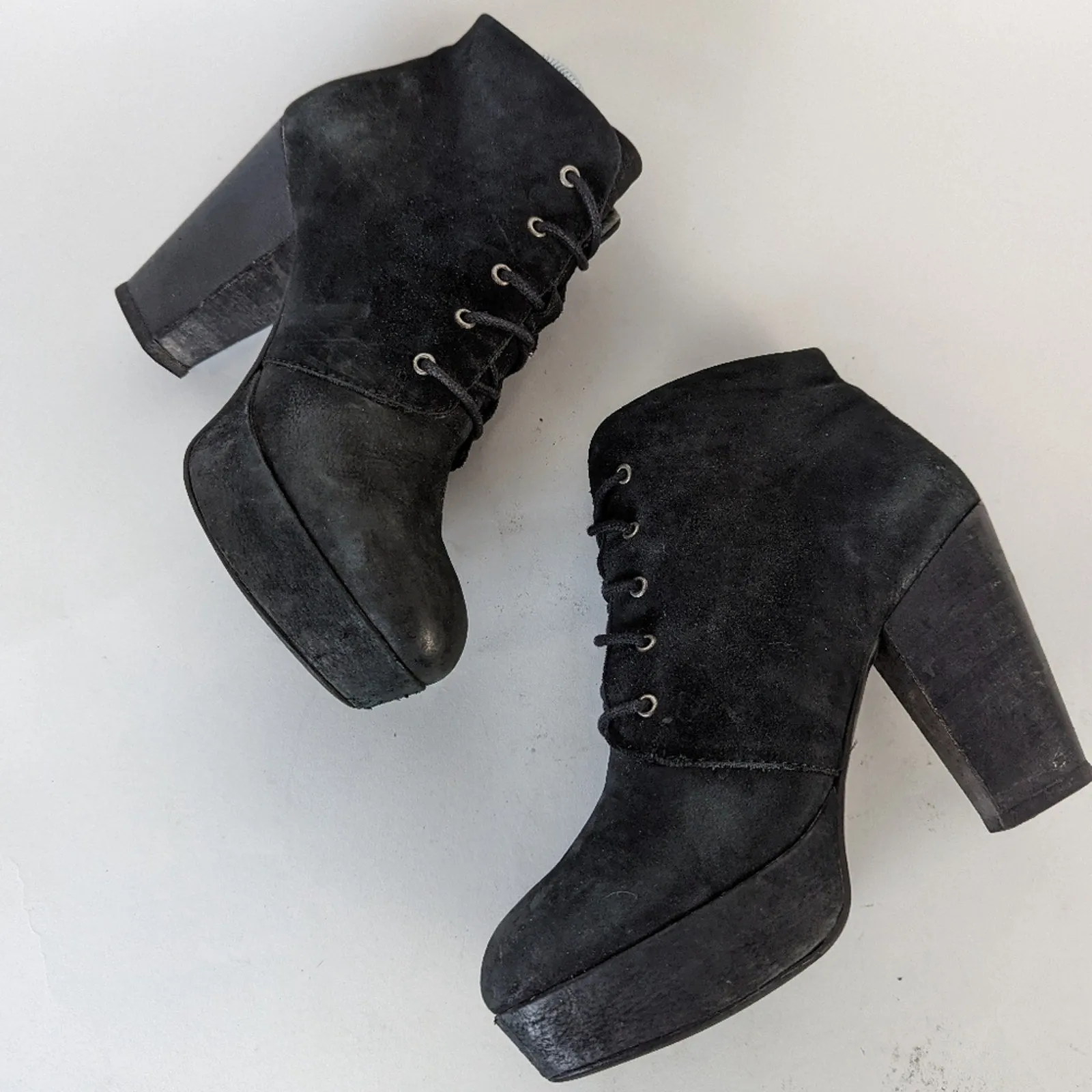 Steve Madden Raspy Black Suede Chunky Ankle Boots -  8.5