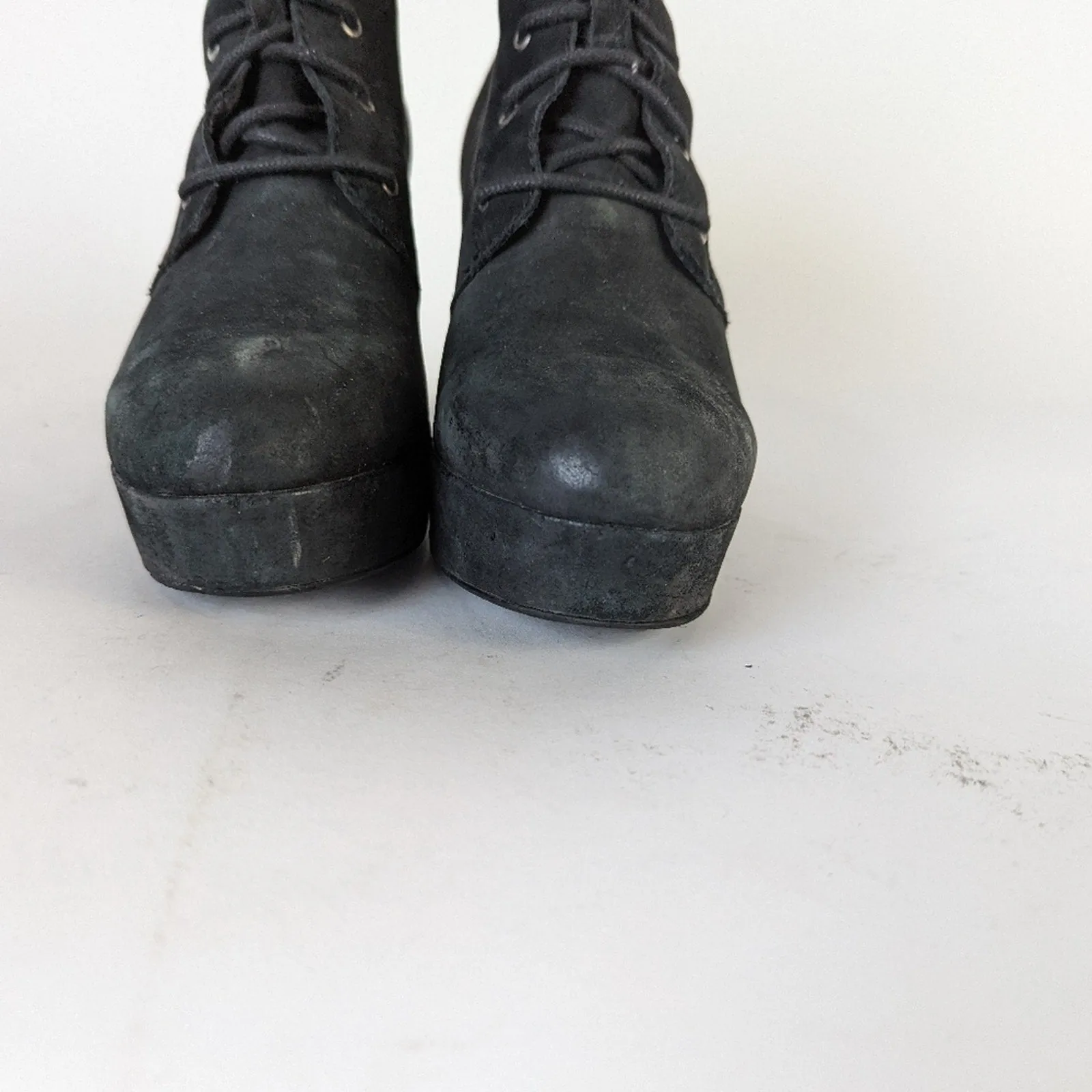 Steve Madden Raspy Black Suede Chunky Ankle Boots -  8.5