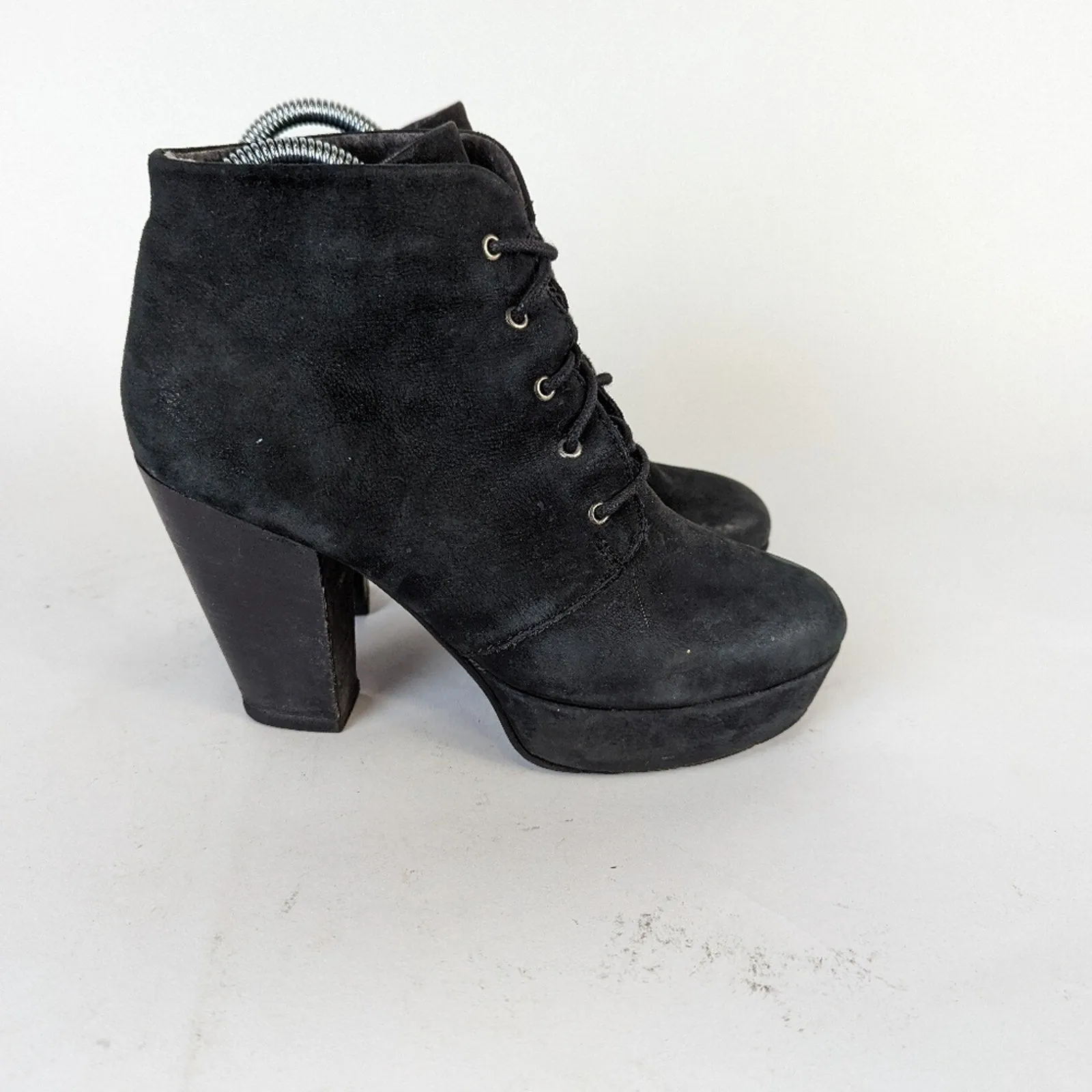 Steve Madden Raspy Black Suede Chunky Ankle Boots -  8.5