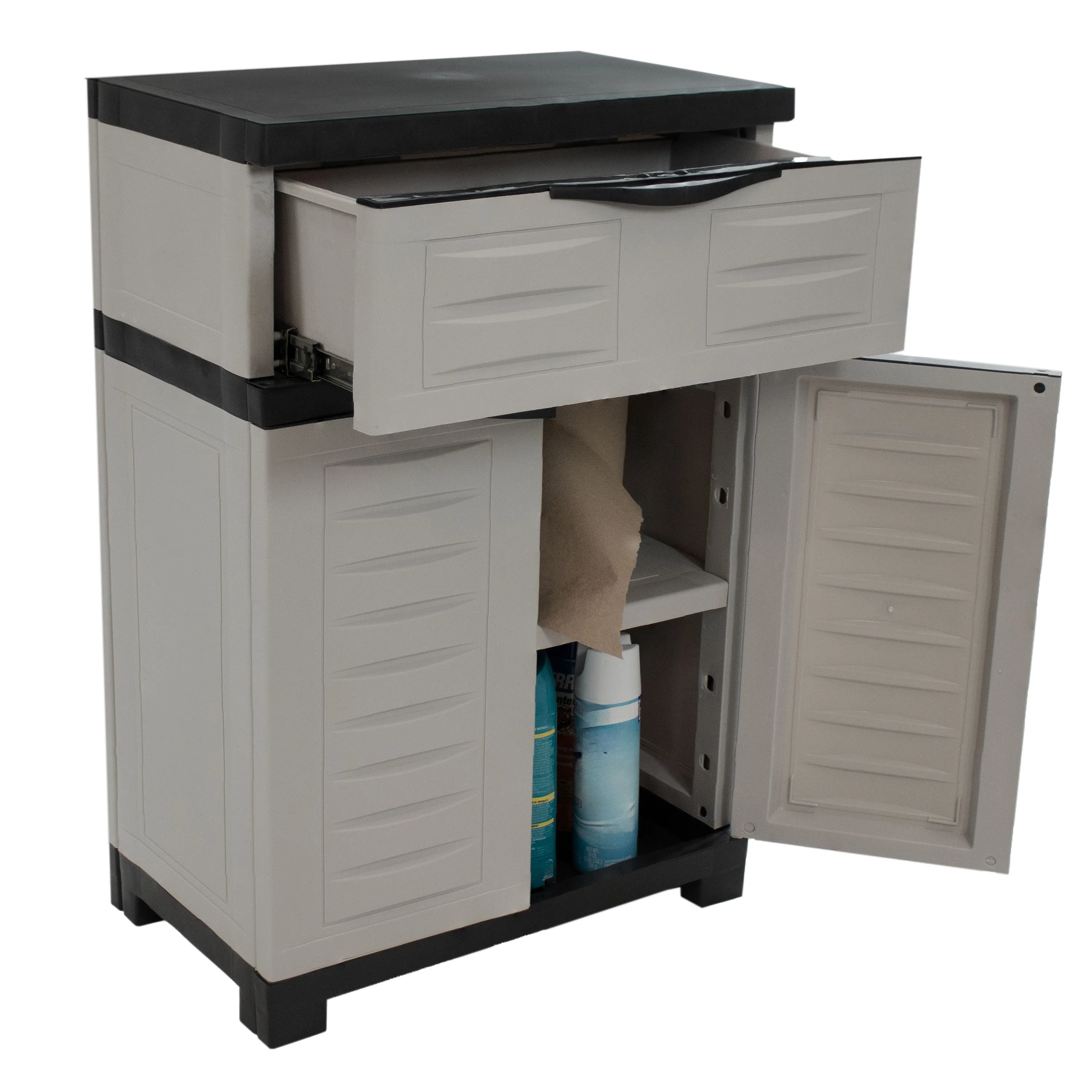 Sunnydaze Plastic Garage Storage Cabinet with Adjustable Shelf - Gray