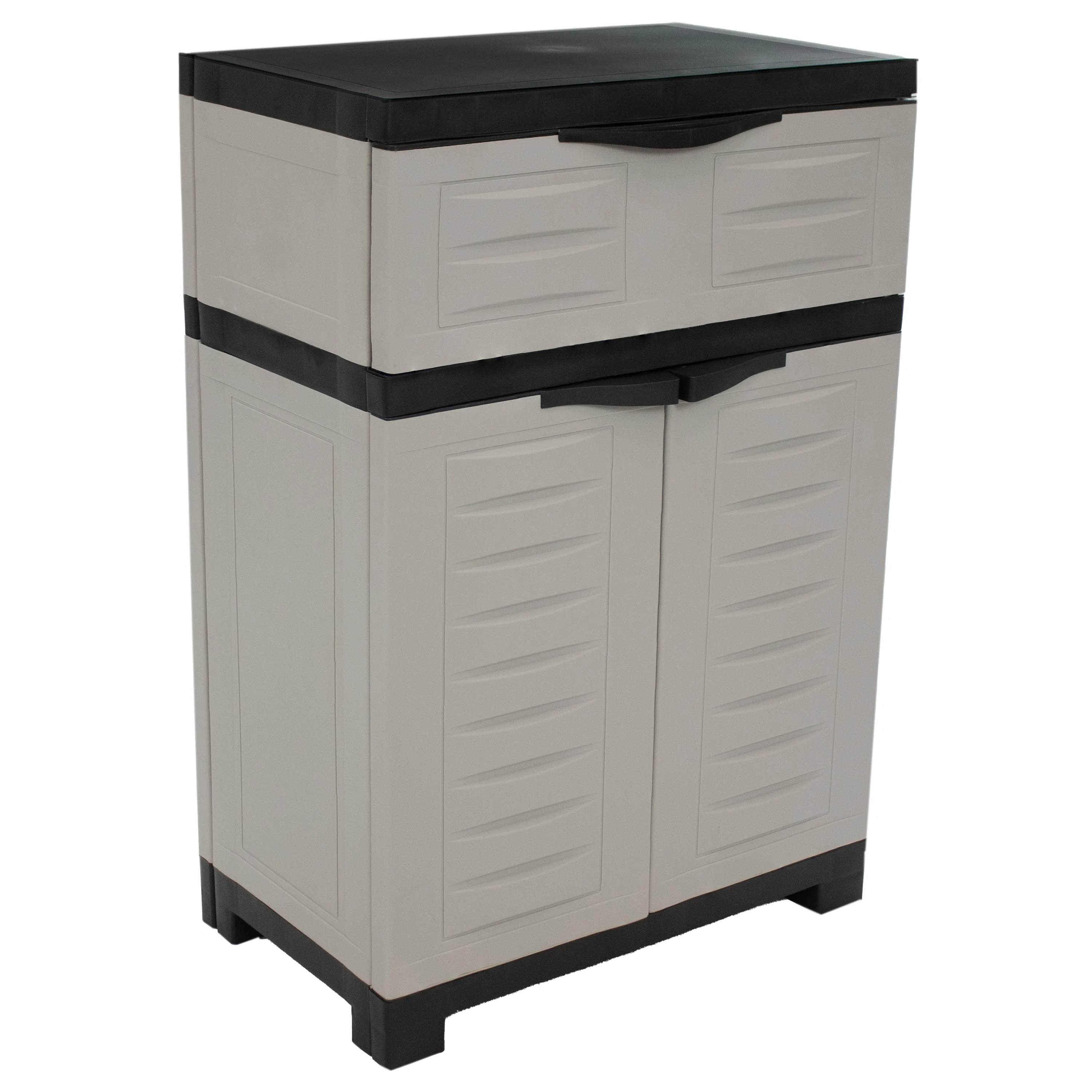 Sunnydaze Plastic Garage Storage Cabinet with Adjustable Shelf - Gray