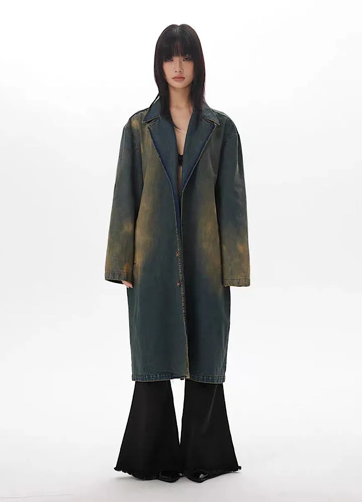 【THELIGHT】Blue dull washed grunge overcoat  TL0009