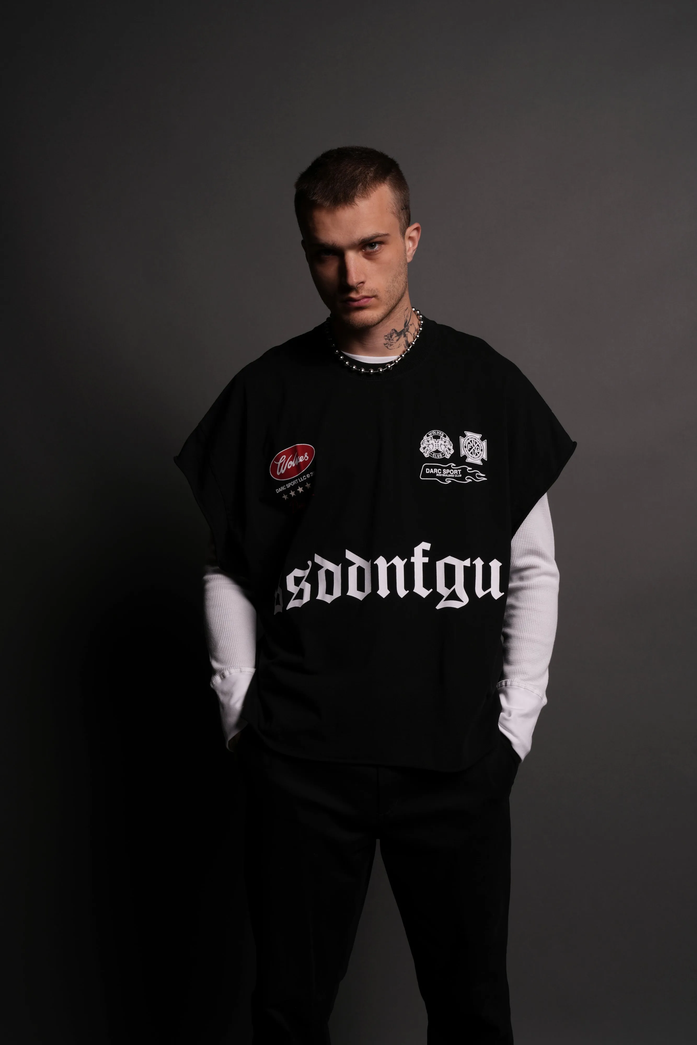 Us Forever Grunge Cut-Off Tee in Black