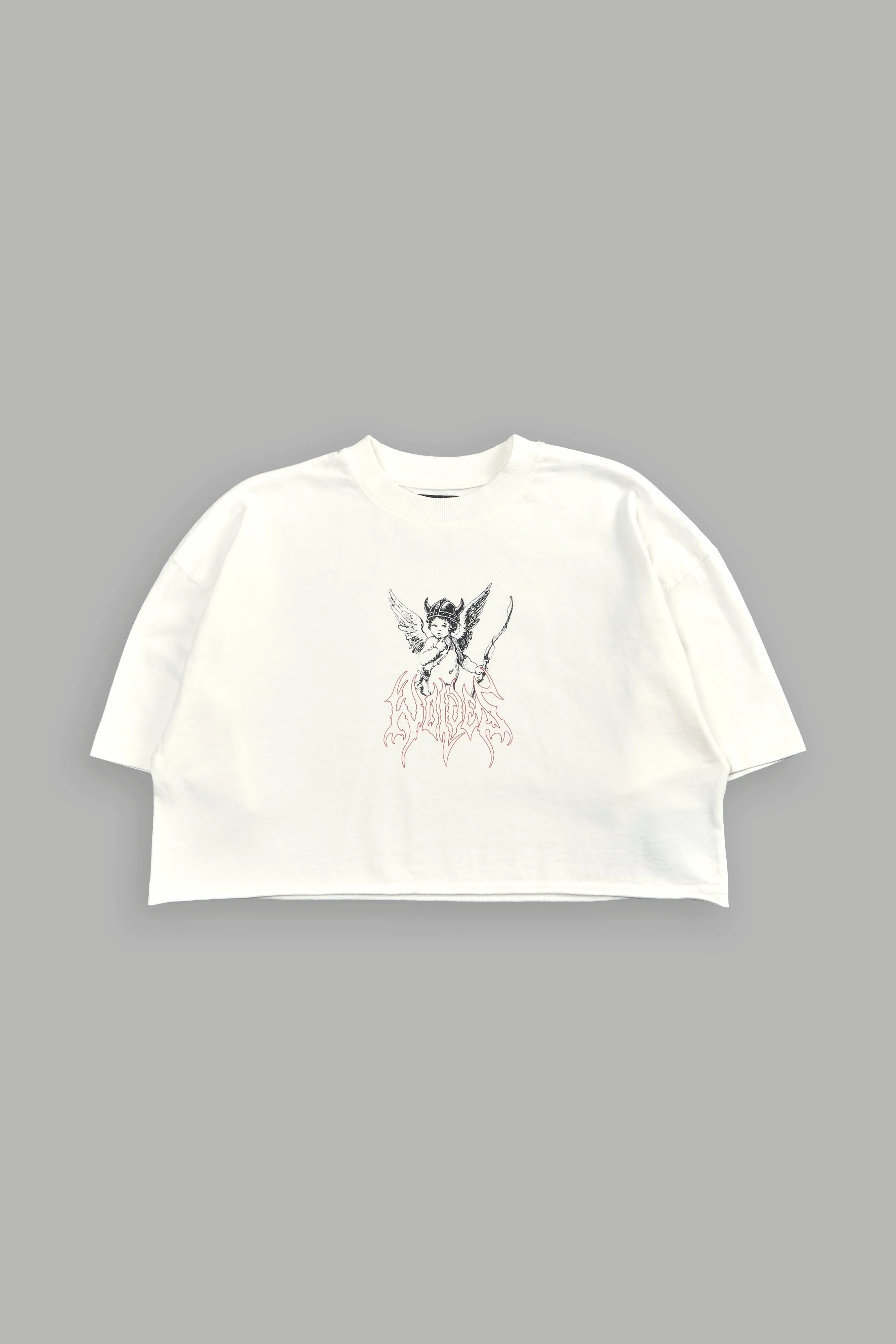 Viking Cherub "Grunge" Oversized (Cropped) Tee in Cream
